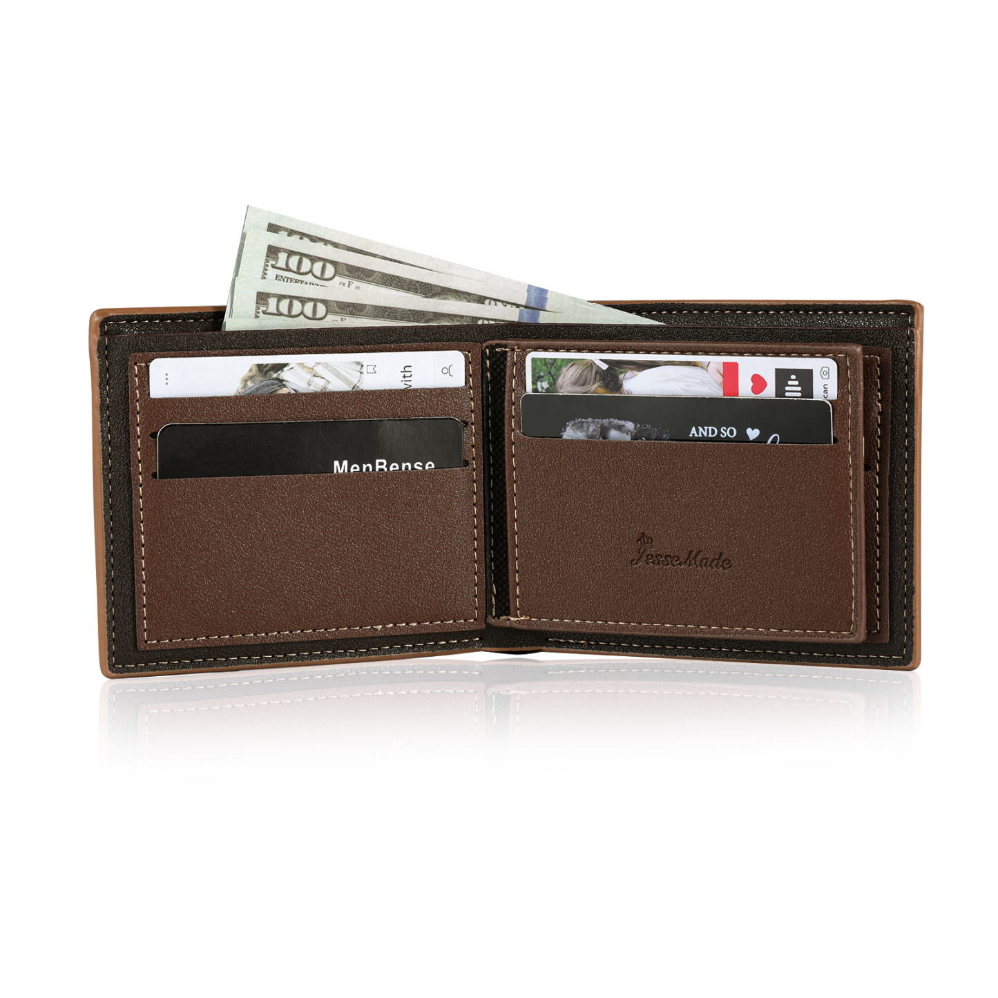Personalized Custom Name Leather Men's Wallet Custom Name Folding Wallet for Dad