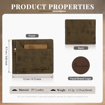 Personalized Custom Name Leather Men's Wallet Custom Name Folding Wallet for Dad