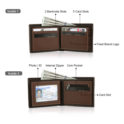 Personalized Custom Name Leather Men's Wallet Custom Name Folding Wallet for Dad