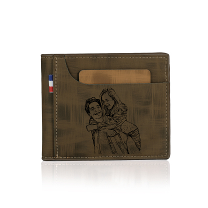 Personalized Custom Photo Leather Men's Wallet Custom Name Folding Wallet for Dad