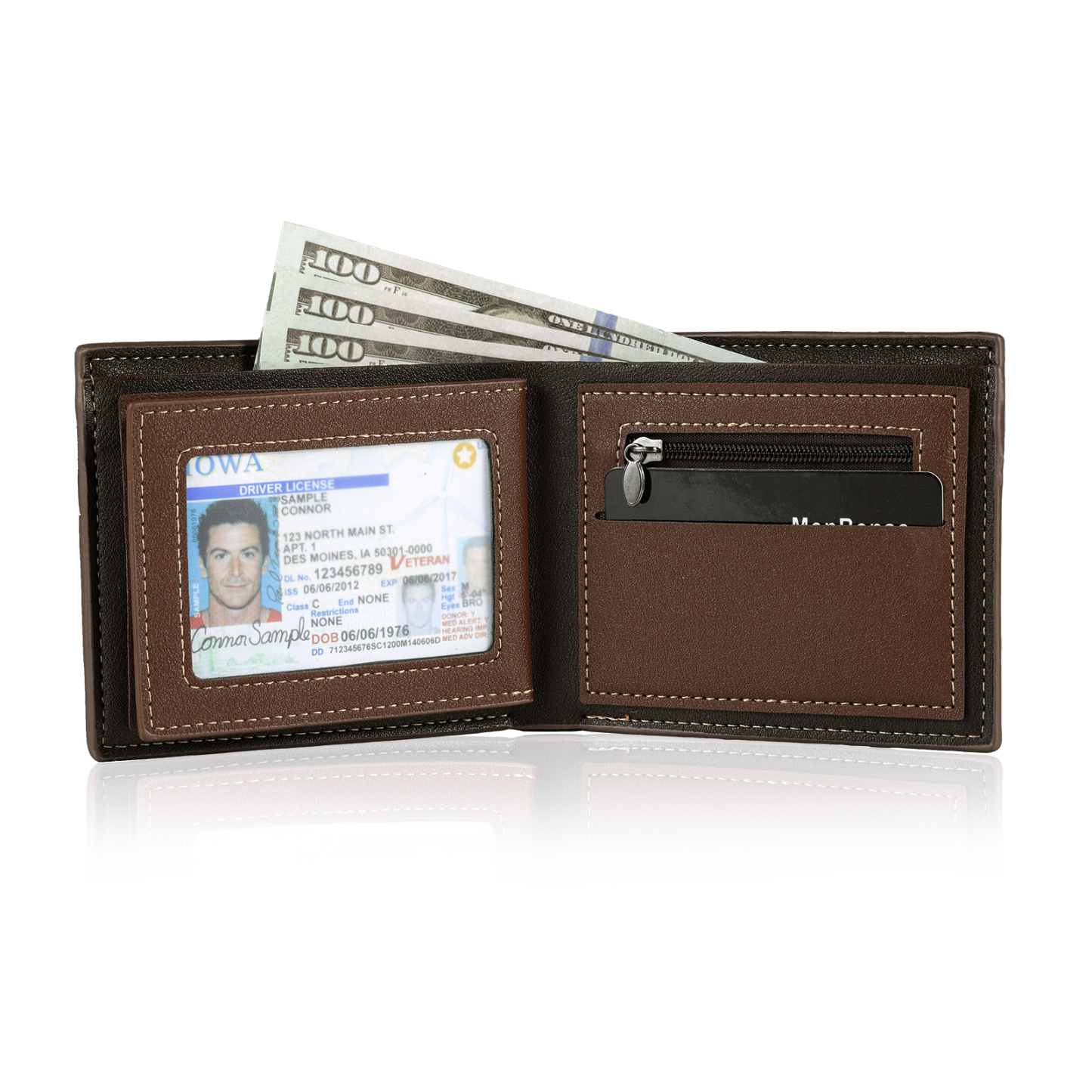 Personalized Custom Photo Leather Men's Wallet Custom Name Folding Wallet for Dad