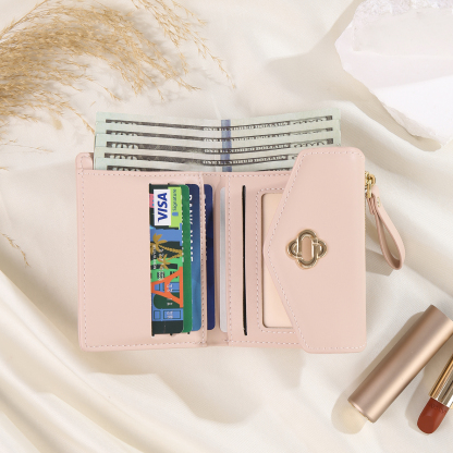 Personalized Photo and Text PU Leather Button Wallet Coin Purse Three Colors Available Gift for Her