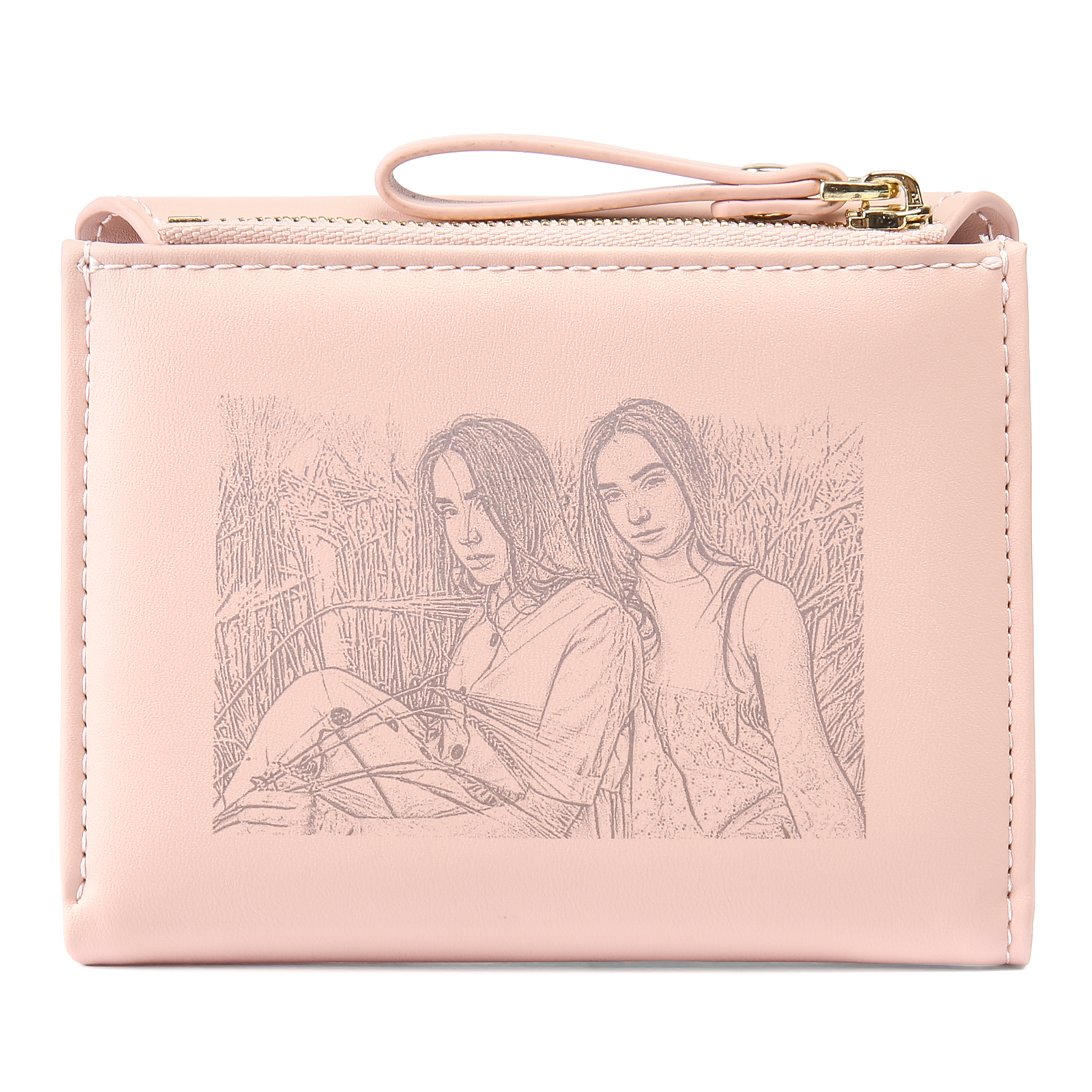 Personalized Photo and Text PU Leather Button Wallet Coin Purse Three Colors Available Gift for Her