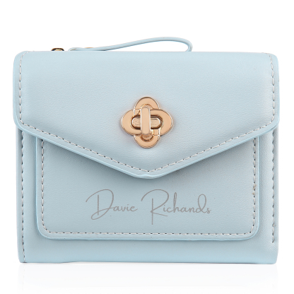 Personalized Photo and Text PU Leather Button Wallet Coin Purse Three Colors Available Gift for Her