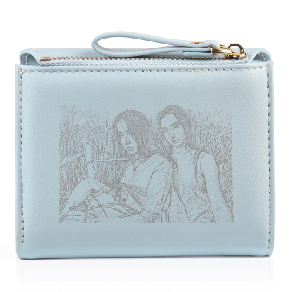 Personalized Photo and Text PU Leather Button Wallet Coin Purse Three Colors Available Gift for Her