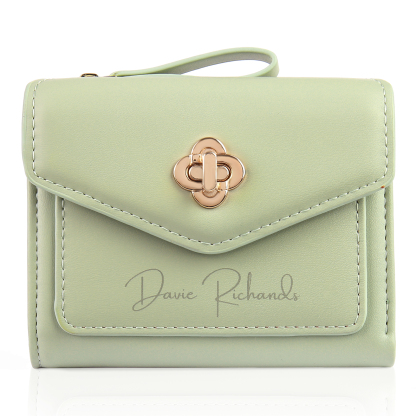 Personalized Photo and Text PU Leather Button Wallet Coin Purse Three Colors Available Gift for Her