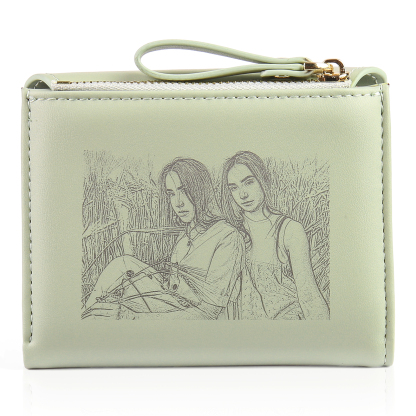 Personalized Photo and Text PU Leather Button Wallet Coin Purse Three Colors Available Gift for Her