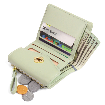 Personalized Photo and Text PU Leather Button Wallet Coin Purse Three Colors Available Gift for Her