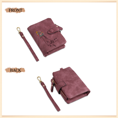 3 Names - Personalized Women's Wallet Customized 3 Names Hand in Hand Folding Women's Wallet Gift for Nan