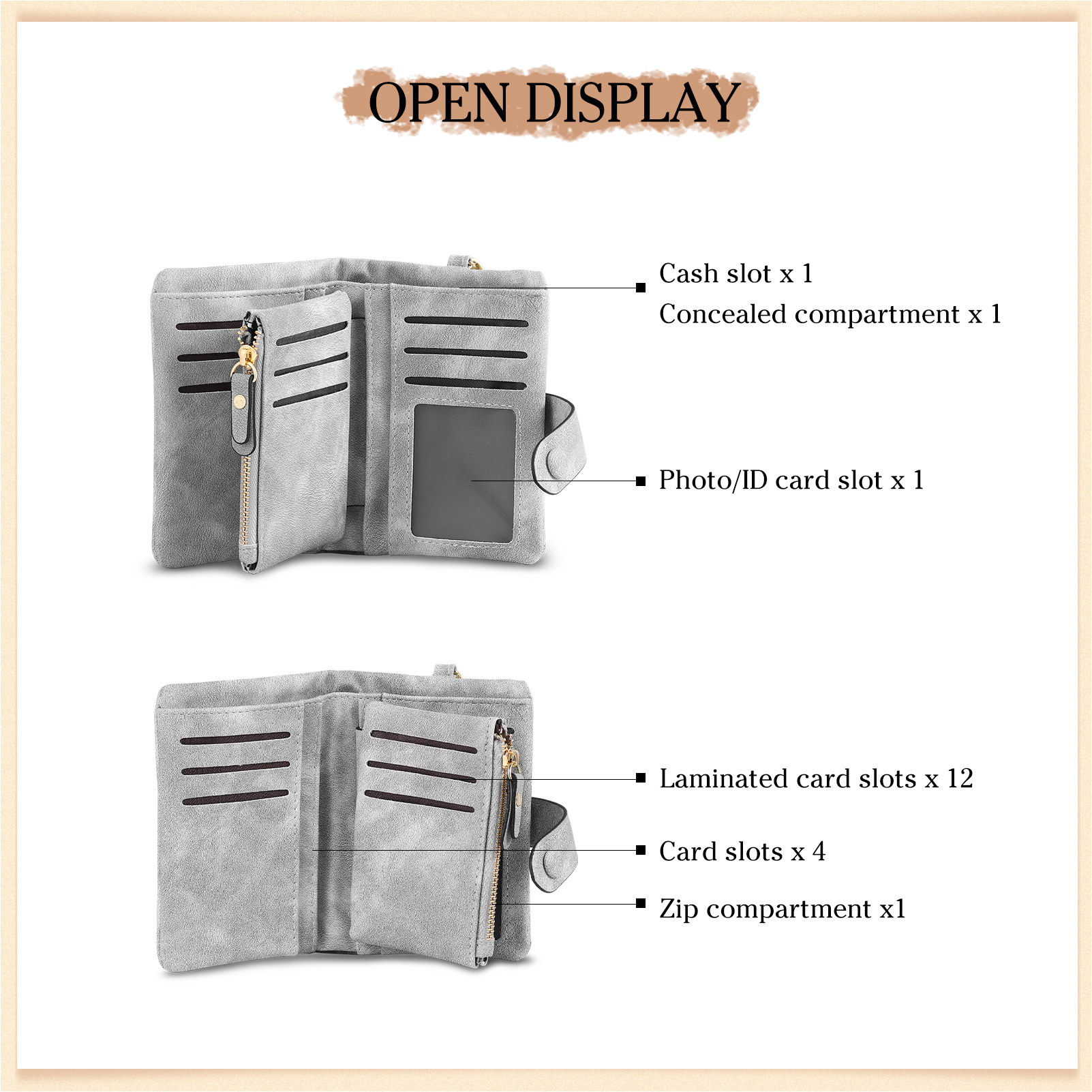 3 Names - Personalized Women's Wallet Customized 3 Names Hand in Hand Folding Women's Wallet Gift for Nan