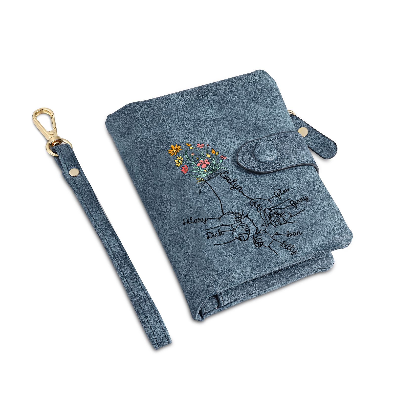 Personalised Hand in Hand Folding Wallet with 2-7 names