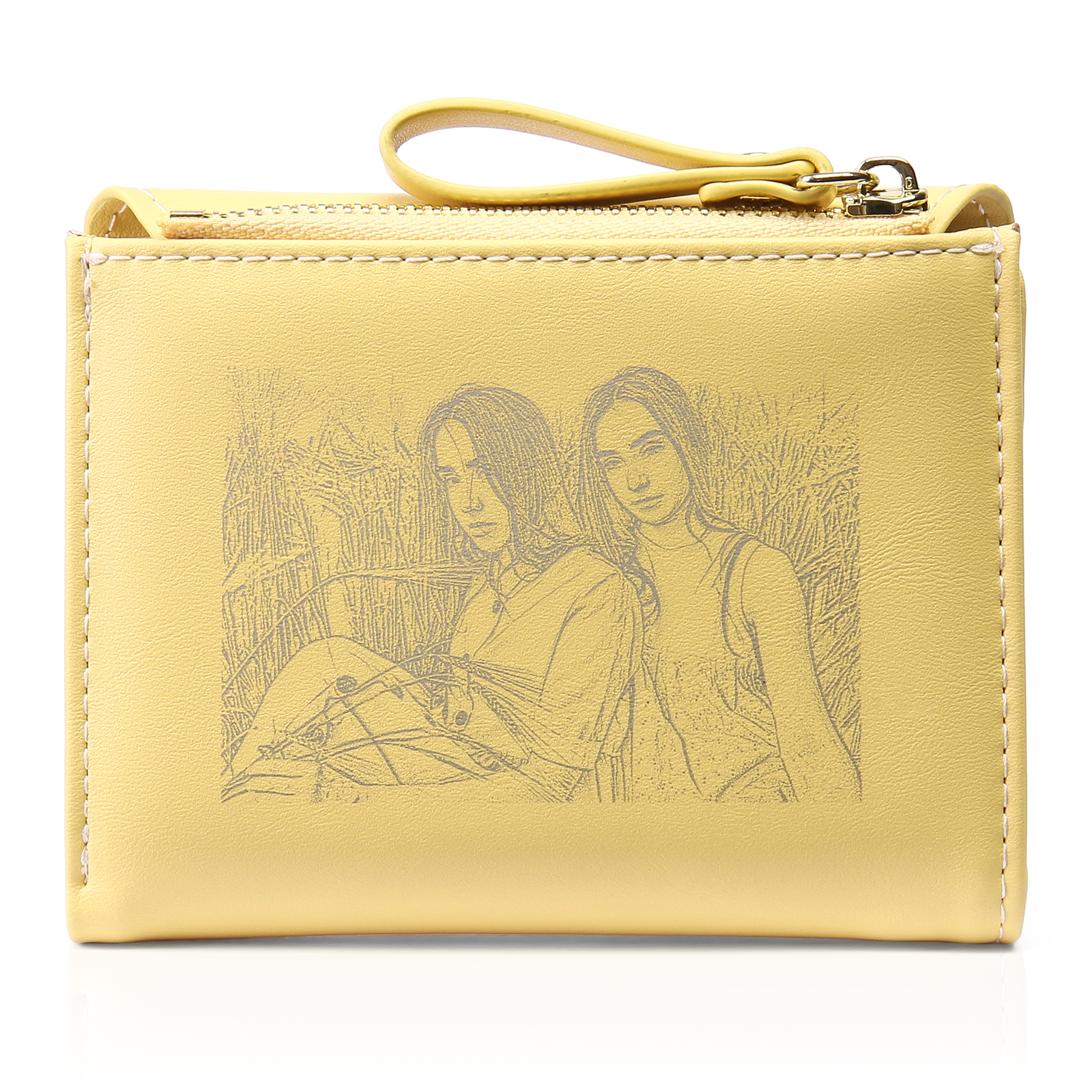 Personalized Photo And Text Pu Leather Buttons Wallet Coin Purse Two Colors Optional Gift For Women