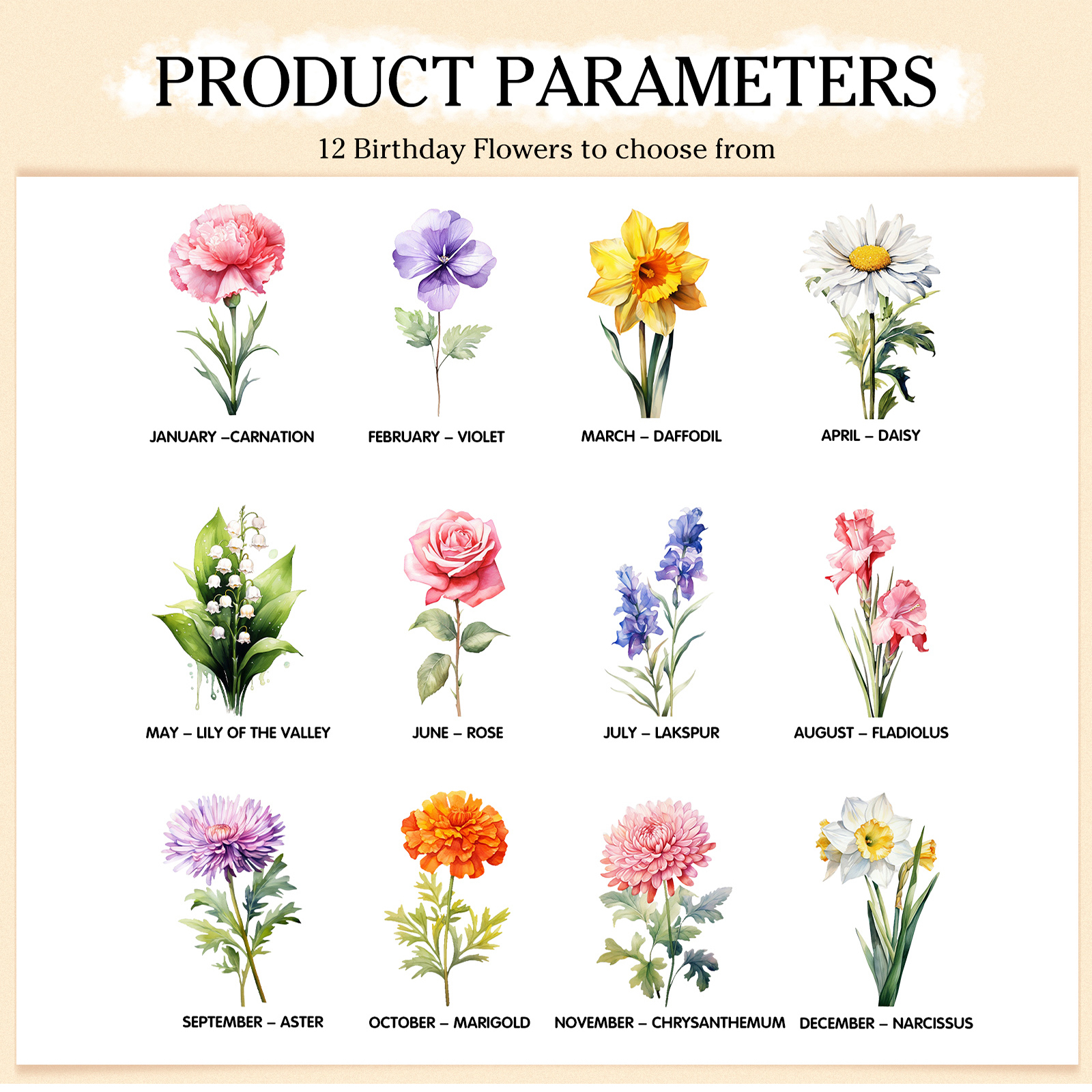 Personalized Exquisite Women'S Wallet Customized Birth Flowers And Name Zipper Women'S Wallet