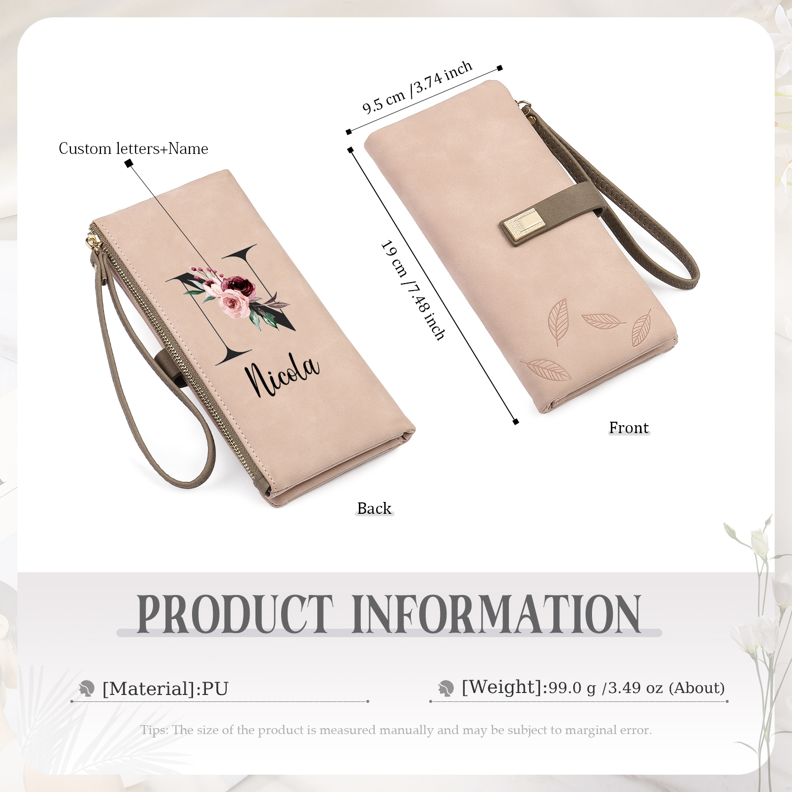 Personalized Exquisite Women'S Wallet Customized Letter And Name Zipper Women'S Wallet