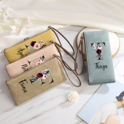 Personalized Exquisite Women'S Wallet Customized Letter And Name Zipper Women'S Wallet