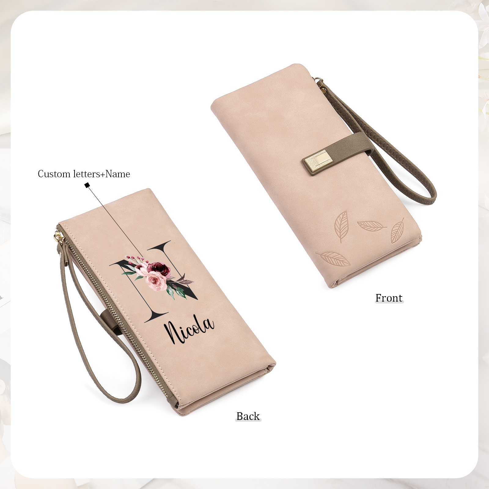Personalized Exquisite Women'S Wallet Customized Letter And Name Zipper Women'S Wallet