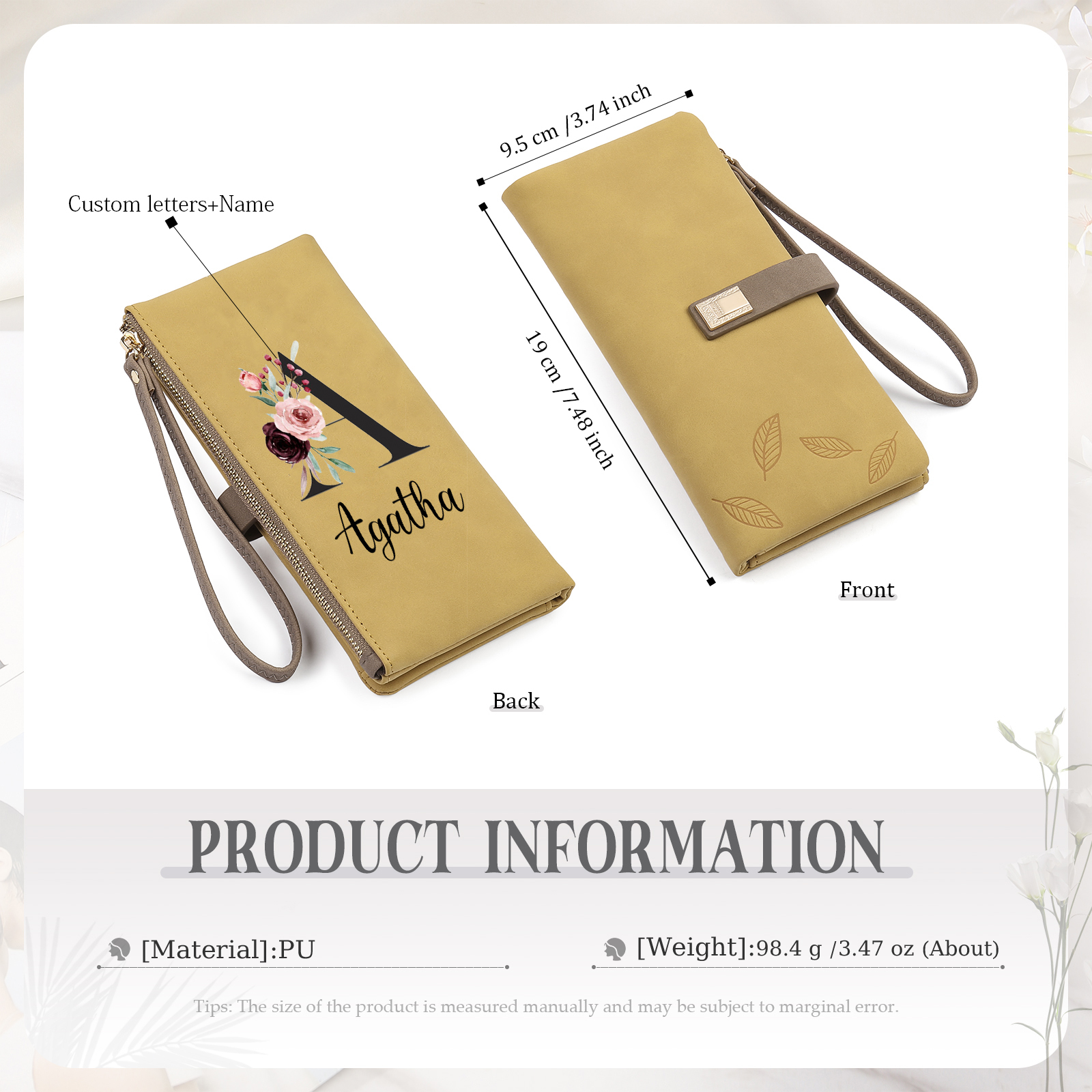 Personalized Exquisite Women'S Wallet Customized Letter And Name Zipper Women'S Wallet