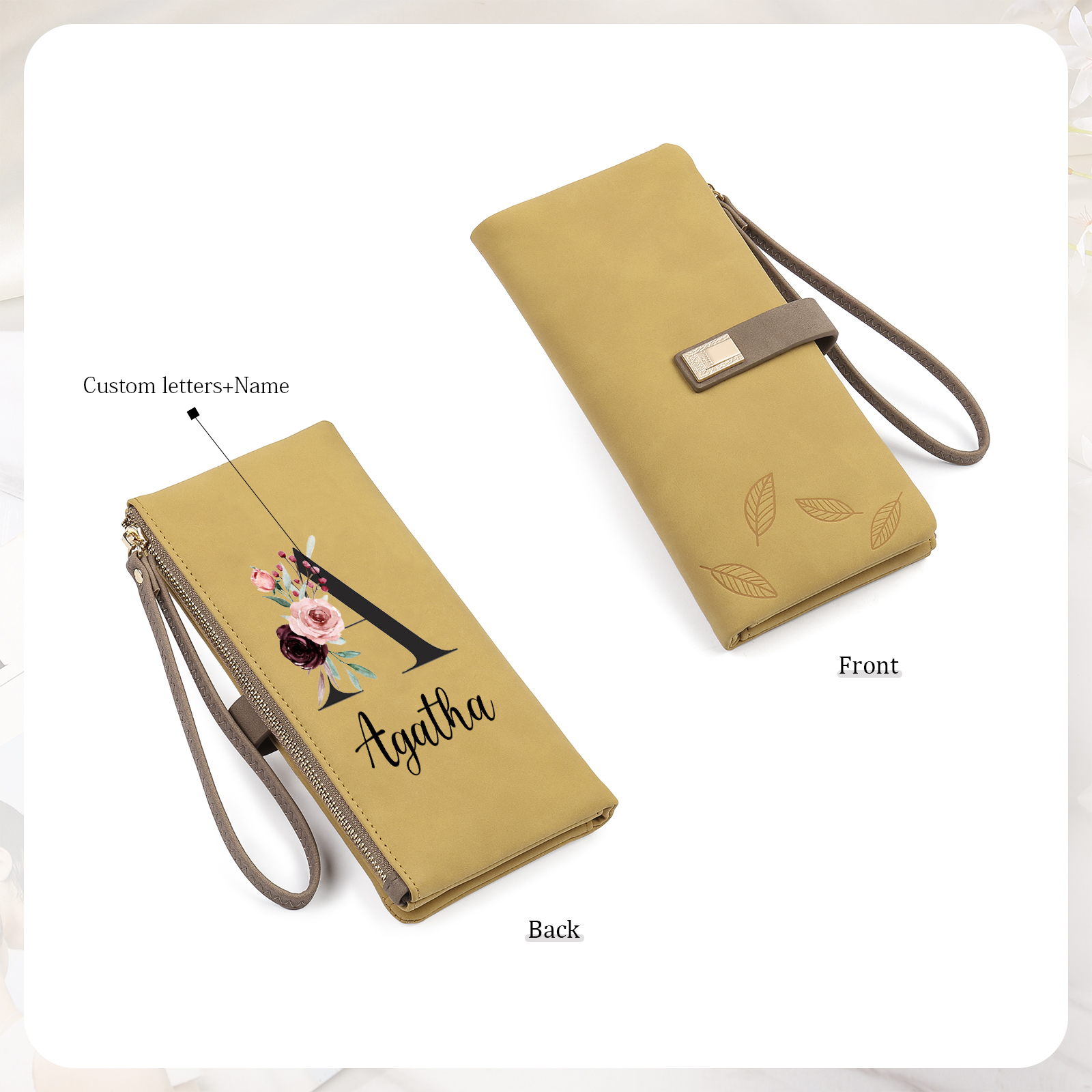 Personalized Exquisite Women'S Wallet Customized Letter And Name Zipper Women'S Wallet