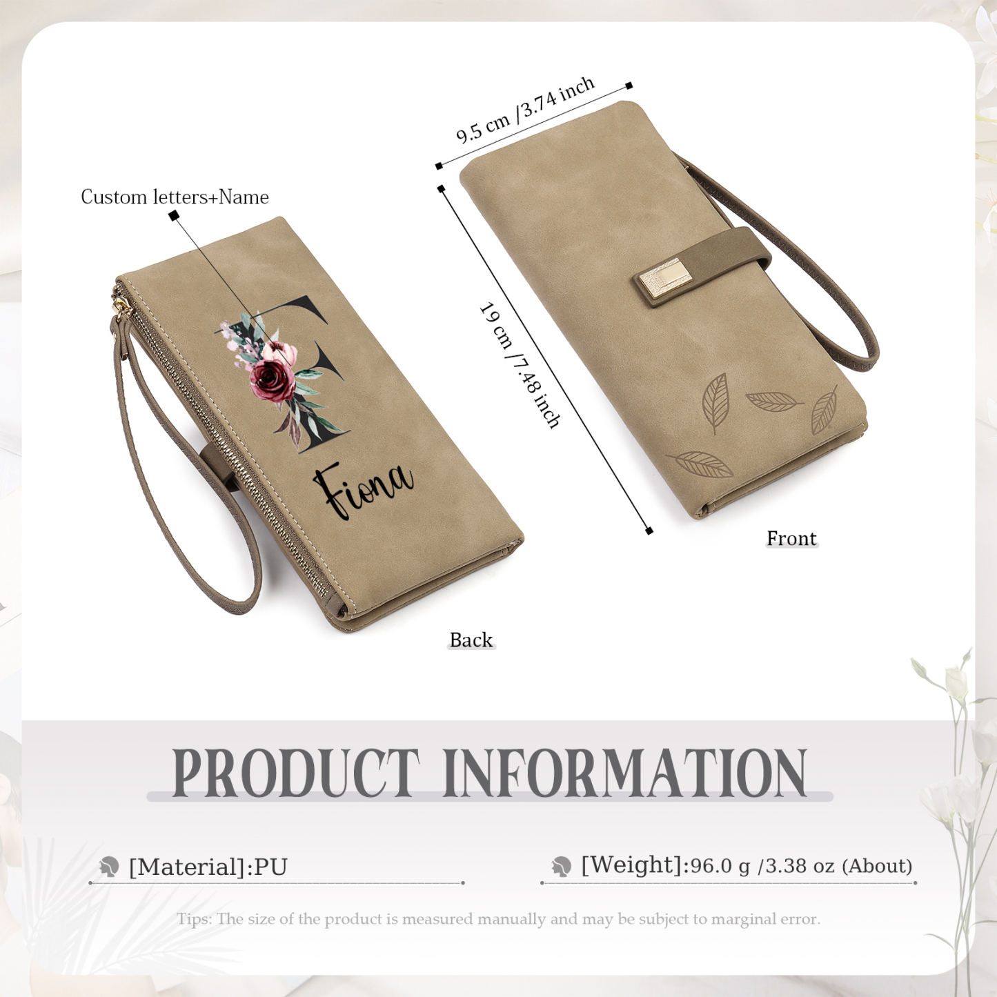 Personalized Exquisite Women'S Wallet Customized Letter And Name Zipper Women'S Wallet