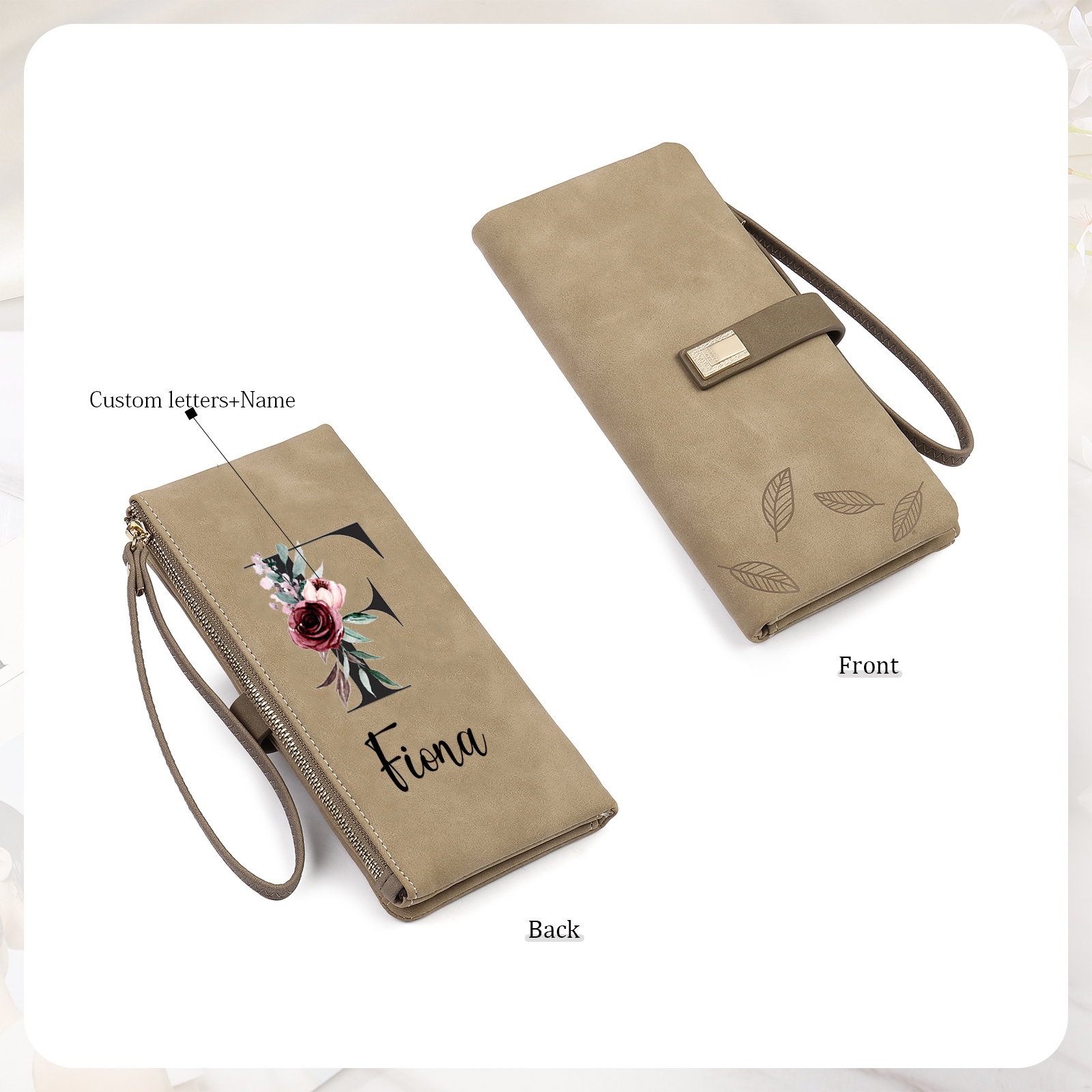 Personalized Exquisite Women'S Wallet Customized Letter And Name Zipper Women'S Wallet