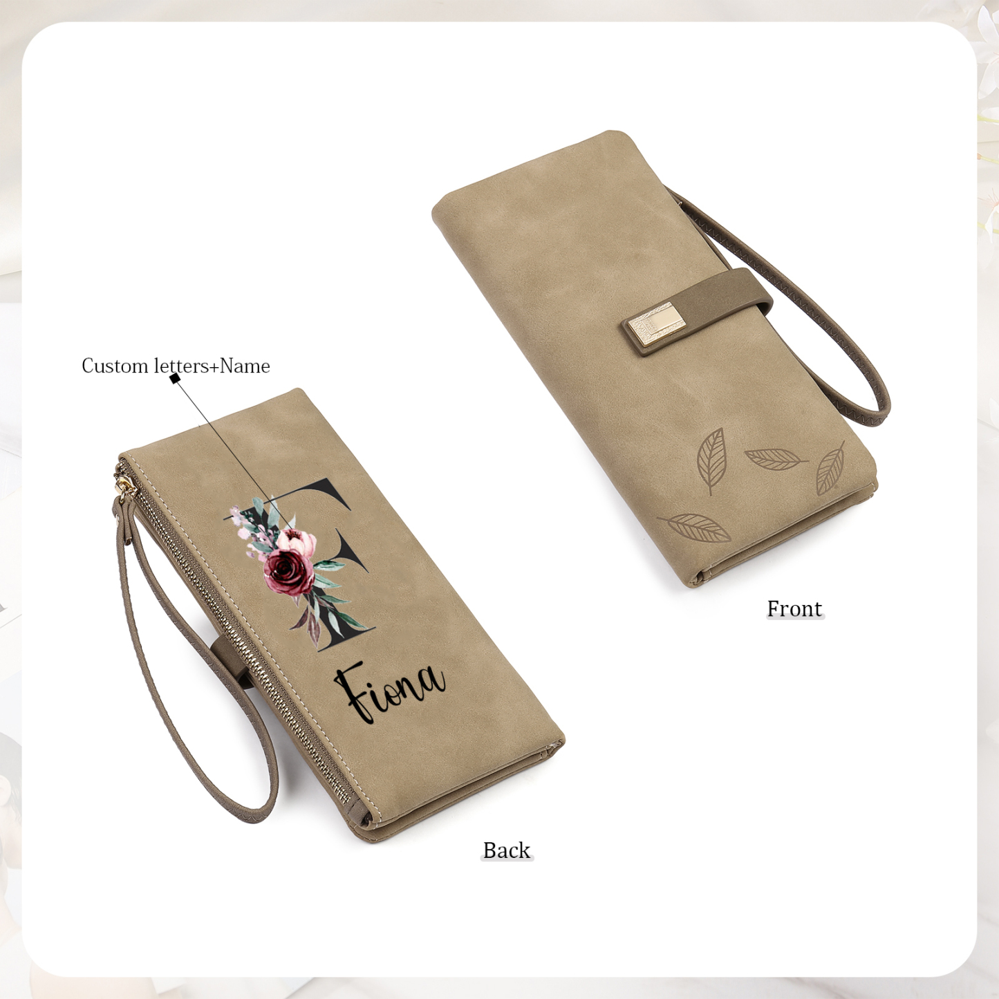 Personalized Exquisite Women'S Wallet Customized Letter And Name Zipper Women'S Wallet