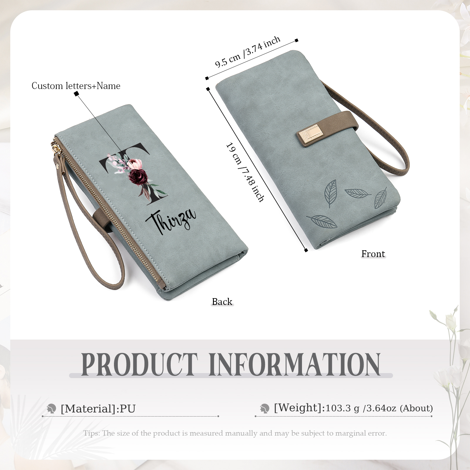 Personalized Exquisite Women'S Wallet Customized Letter And Name Zipper Women'S Wallet
