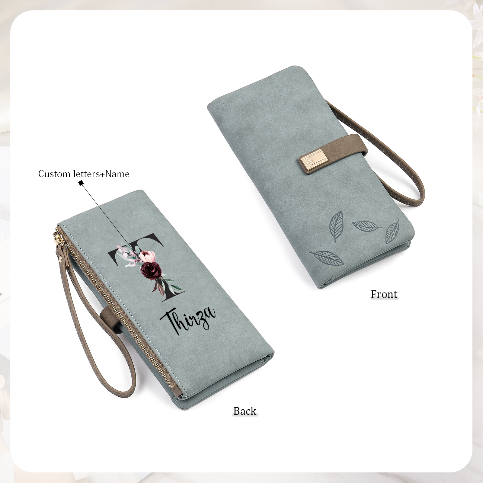 Personalized Exquisite Women'S Wallet Customized Letter And Name Zipper Women'S Wallet