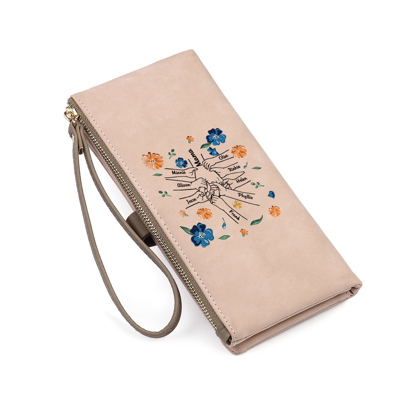 Personalised 9 Names PU Leather Wallet, Custom Long Wallet Gift For Her | Jessemade