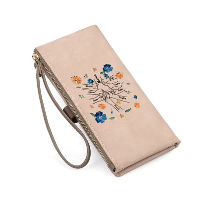 Personalised 9 Names PU Leather Wallet, Custom Long Wallet Gift For Her | Jessemade