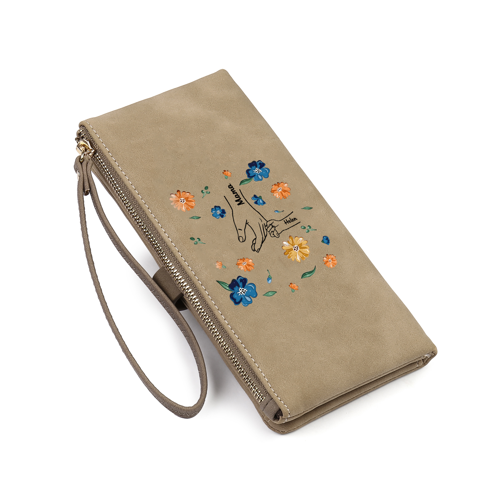 Personalised 2 Names PU Leather Wallet, Custom Long Wallet Gift For Her | Jessemade