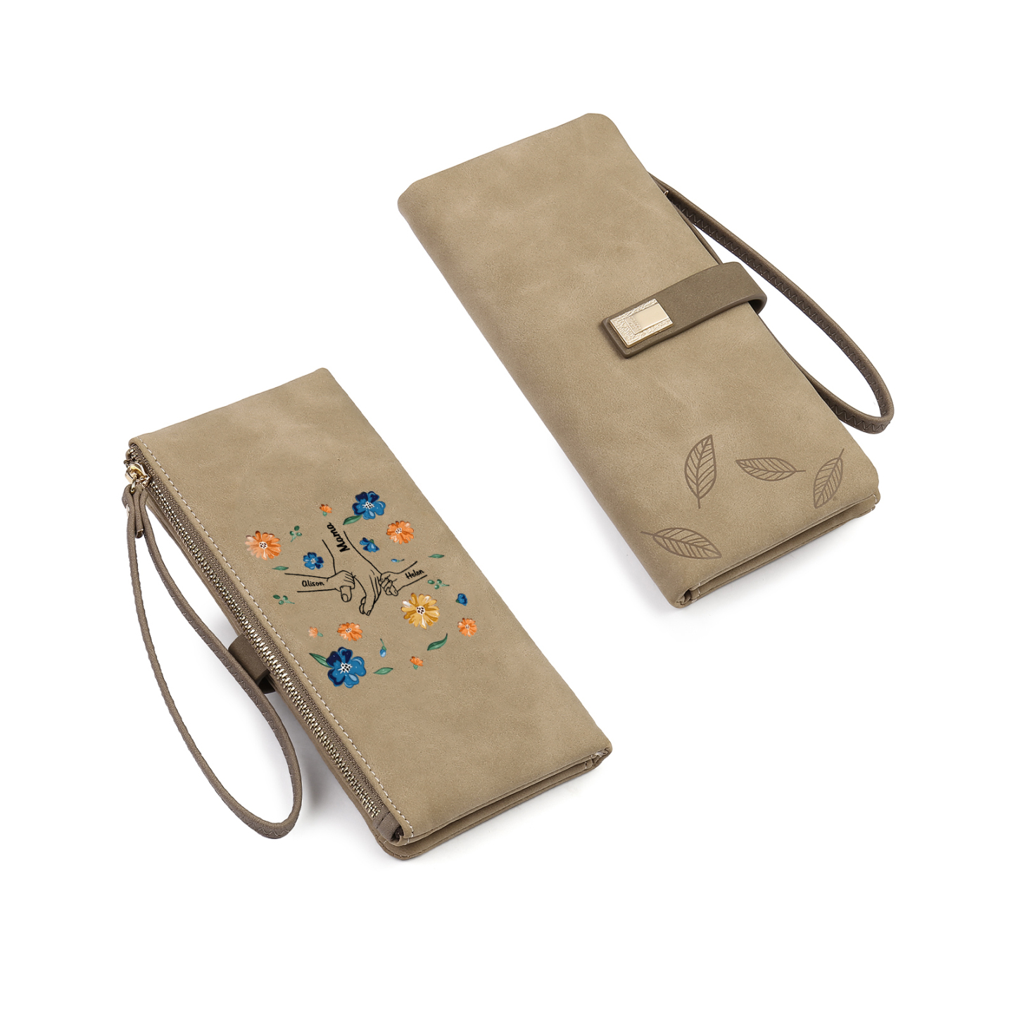 Personalised 3 Names PU Leather Wallet, Custom Long Wallet Gift For Her | Jessemade