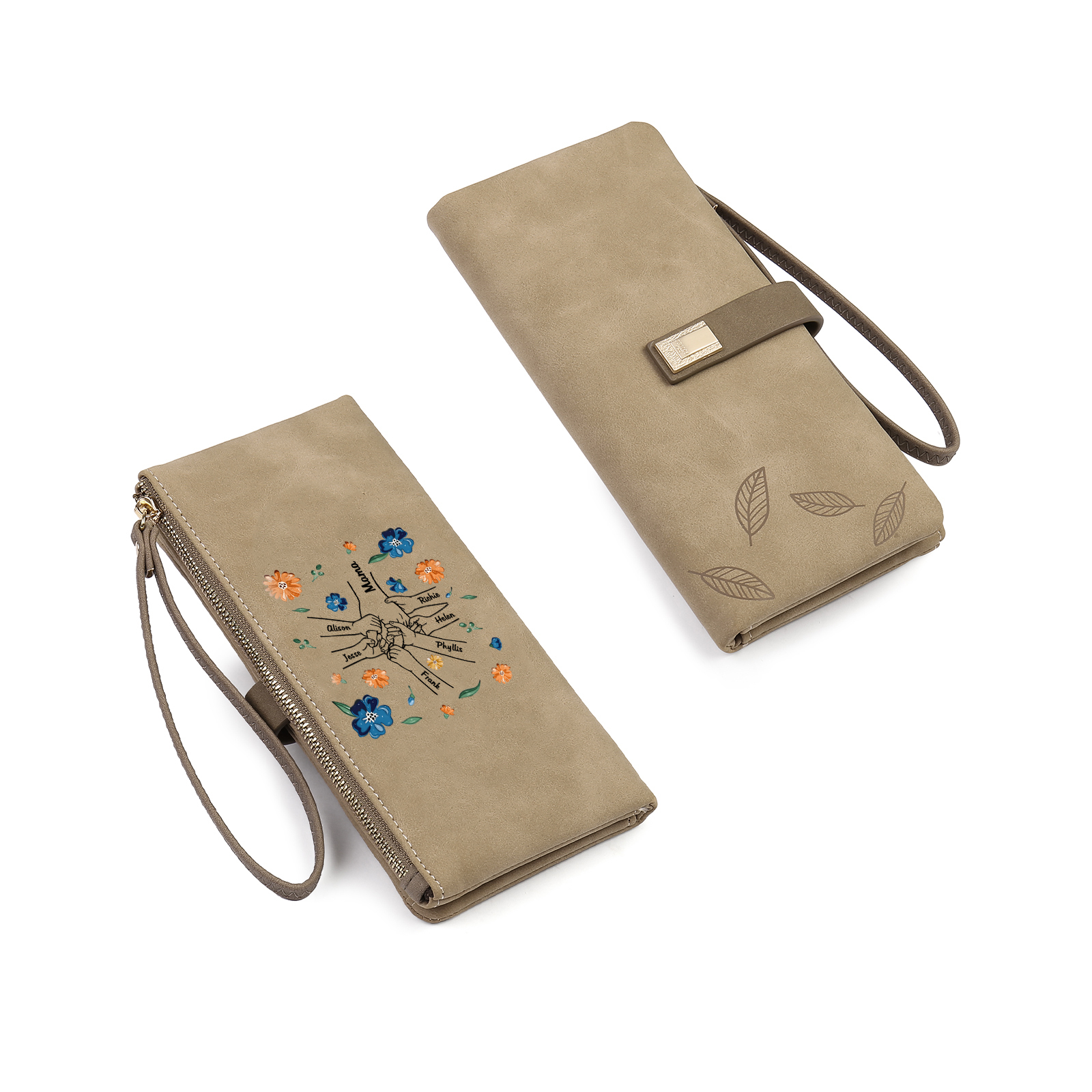 Personalised 7 Names PU Leather Wallet, Custom Long Wallet Gift For Her | Jessemade