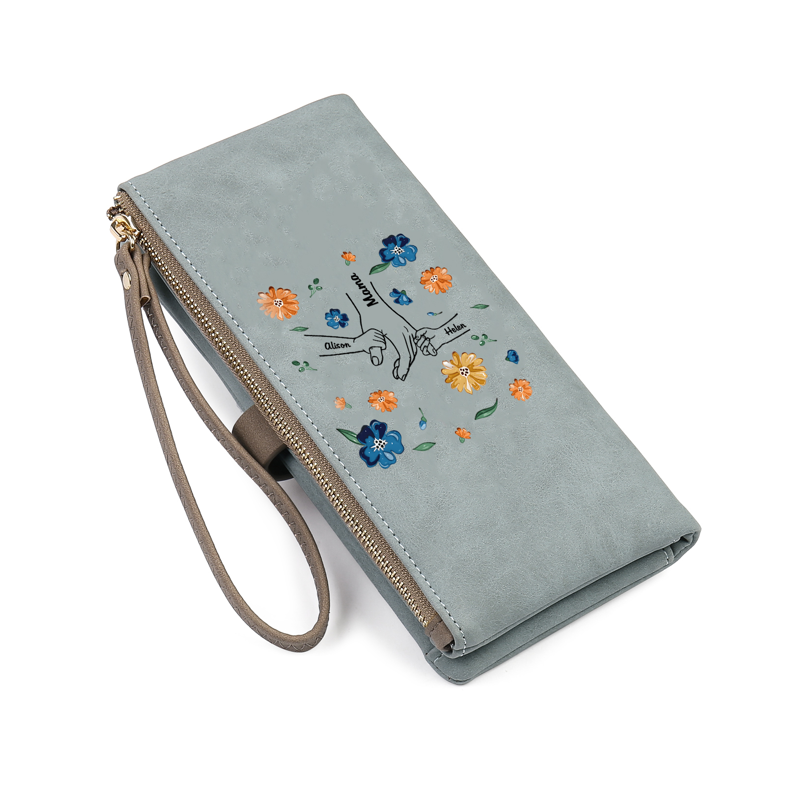 Personalised 3 Names PU Leather Wallet, Custom Long Wallet Gift For Her | Jessemade