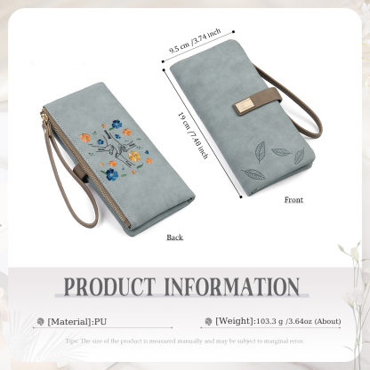 Personalised 4 Names PU Leather Wallet, Custom Long Wallet Gift For Her | Jessemade