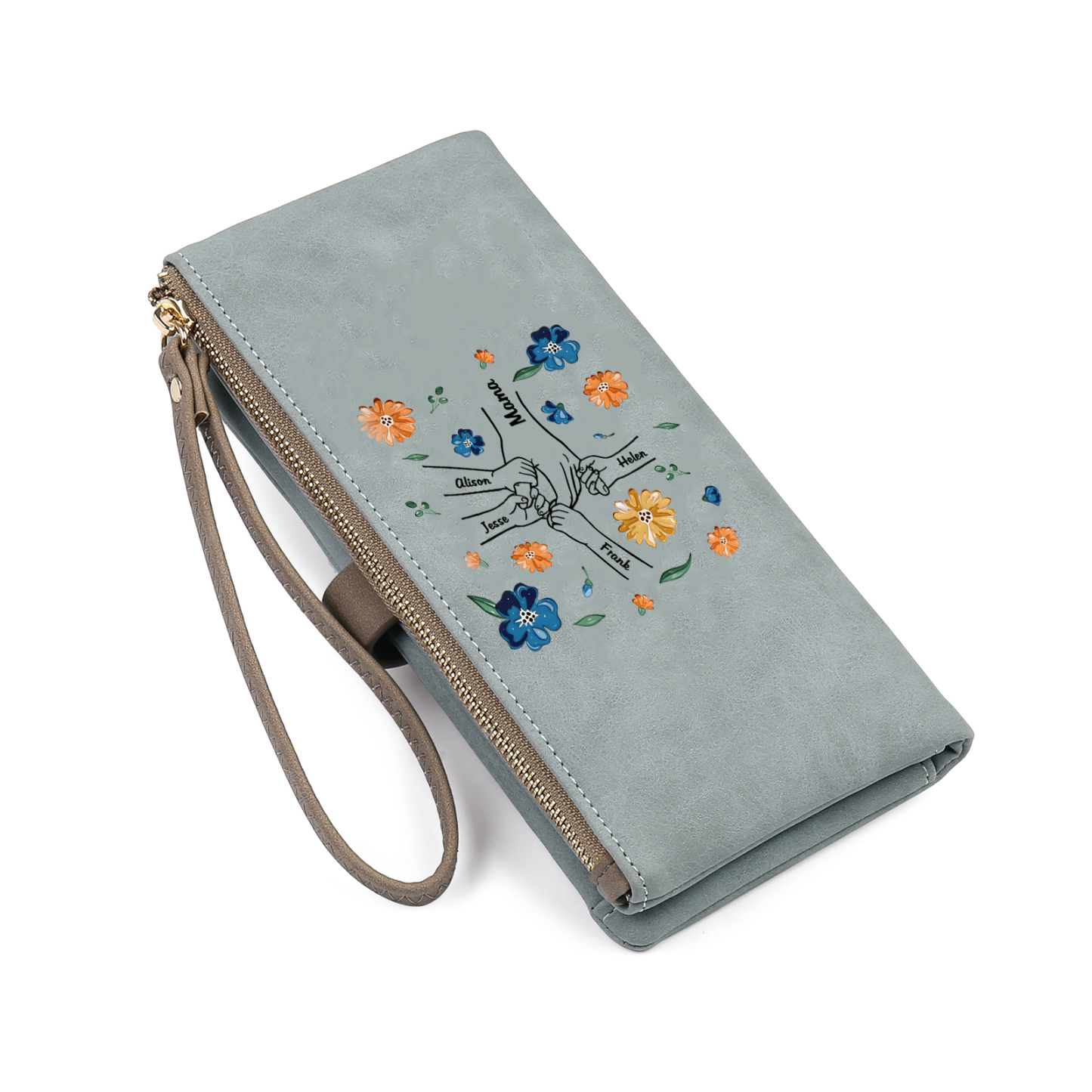 Personalised 5 Names PU Leather Wallet, Custom Long Wallet Gift For Her | Jessemade