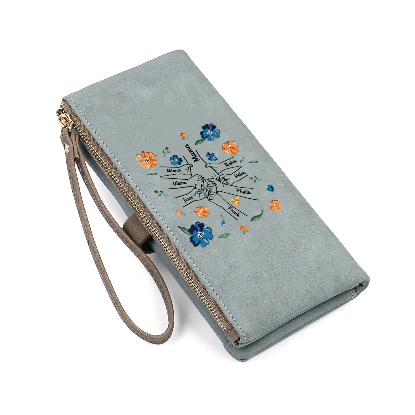 Personalised 8 Names PU Leather Wallet, Custom Long Wallet Gift For Her | Jessemade