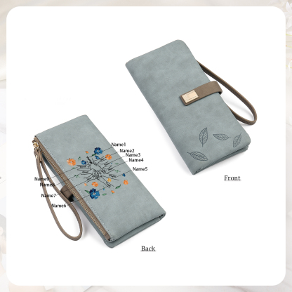 Personalised 9 Names PU Leather Wallet, Custom Long Wallet Gift For Her | Jessemade