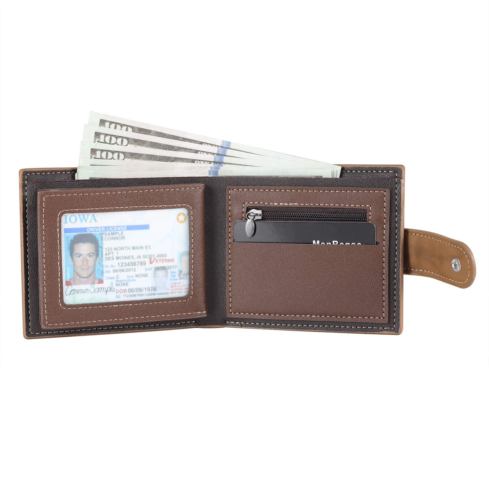 Personalised Men's Wallet - Custom Photo and Text in Brown/Gray - Christmas Gift for Him | Jessemade