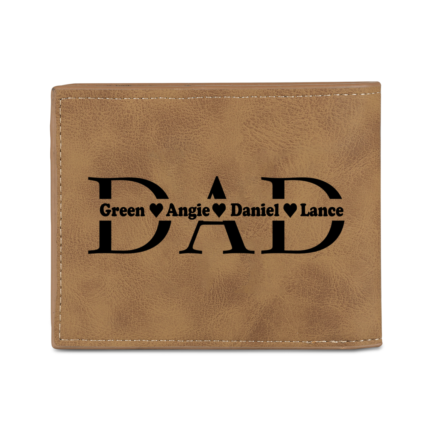 4 Names - Personalised Photo Custom Leather Men's Wallet as a Father's Day Gift for Dad