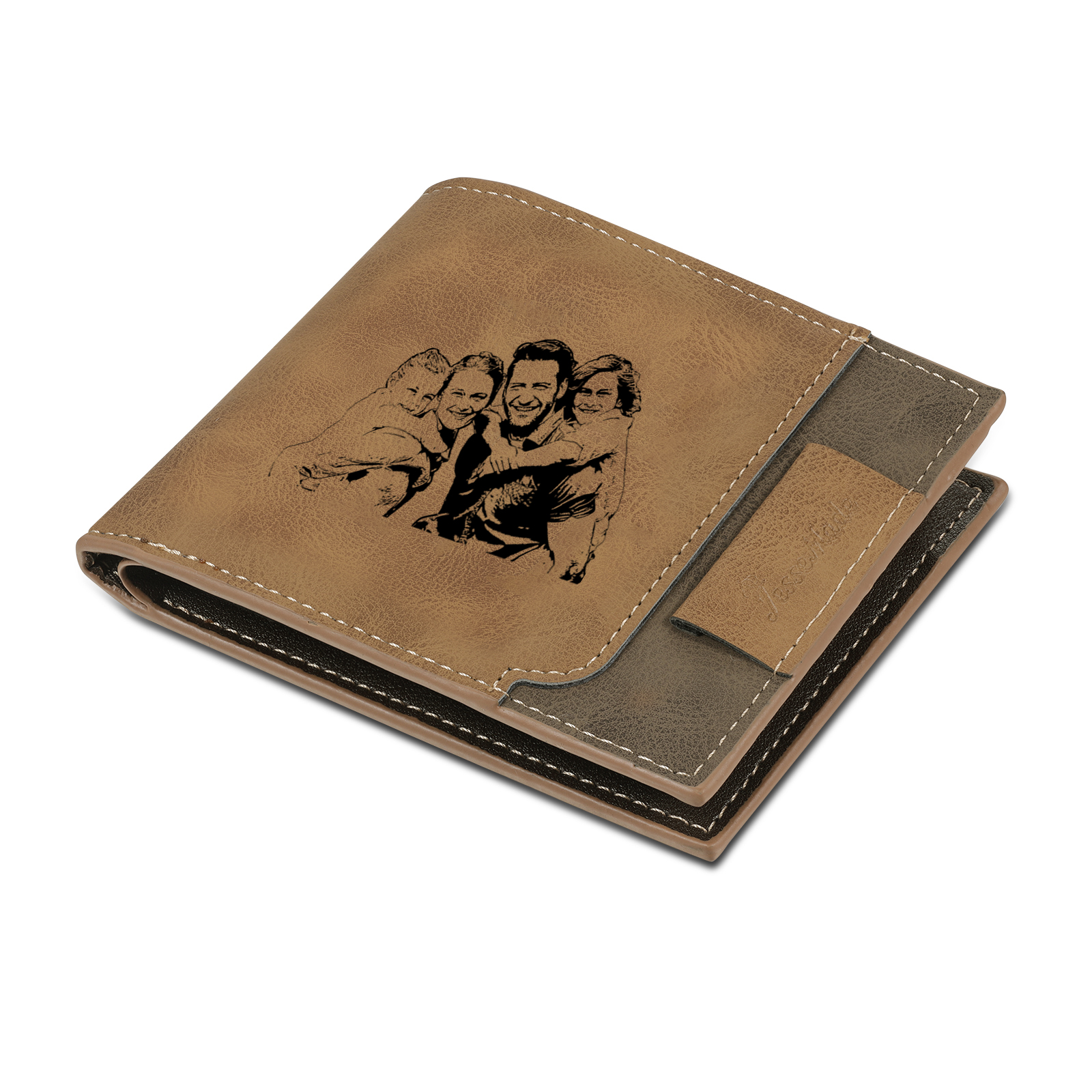 4 Names - Personalised Photo Custom Leather Men's Wallet as a Father's Day Gift for Dad