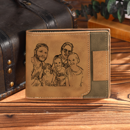 5 Names - Personalised Photo Custom Leather Men's Wallet as a Father's Day Gift for Dad