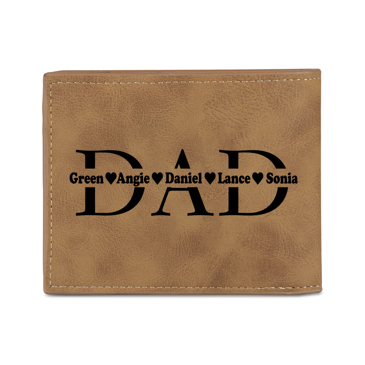 5 Names - Personalised Photo Custom Leather Men's Wallet as a Father's Day Gift for Dad