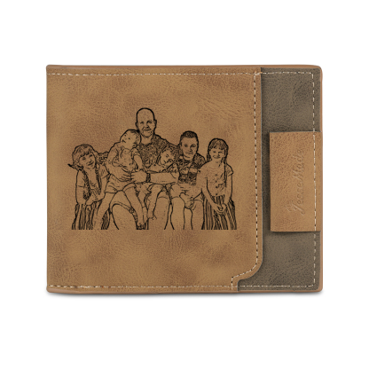 6 Names - Personalised Photo Custom Leather Men's Wallet as a Father's Day Gift for Dad