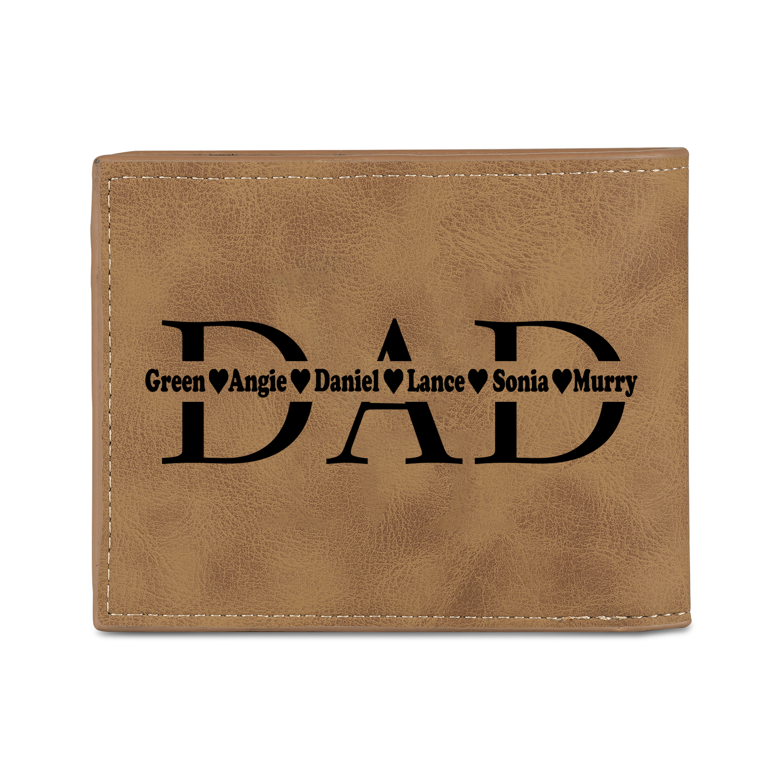 6 Names - Personalised Photo Custom Leather Men's Wallet as a Father's Day Gift for Dad