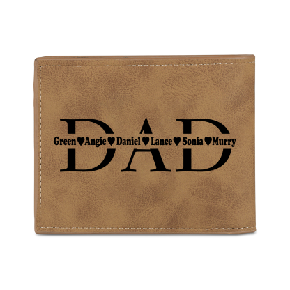 6 Names - Personalised Photo Custom Leather Men's Wallet as a Father's Day Gift for Dad