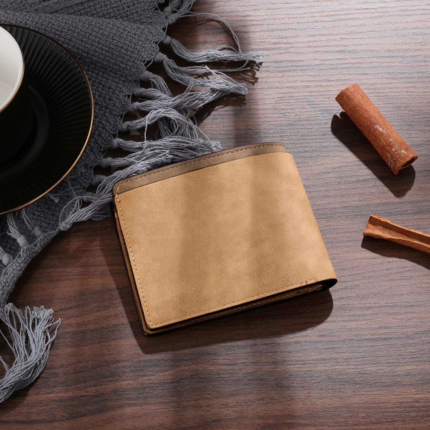 3 Names - Personalised Fist Bump Pattern Custom Text Leather Men's Wallet as a Father's Day Gift for Dad