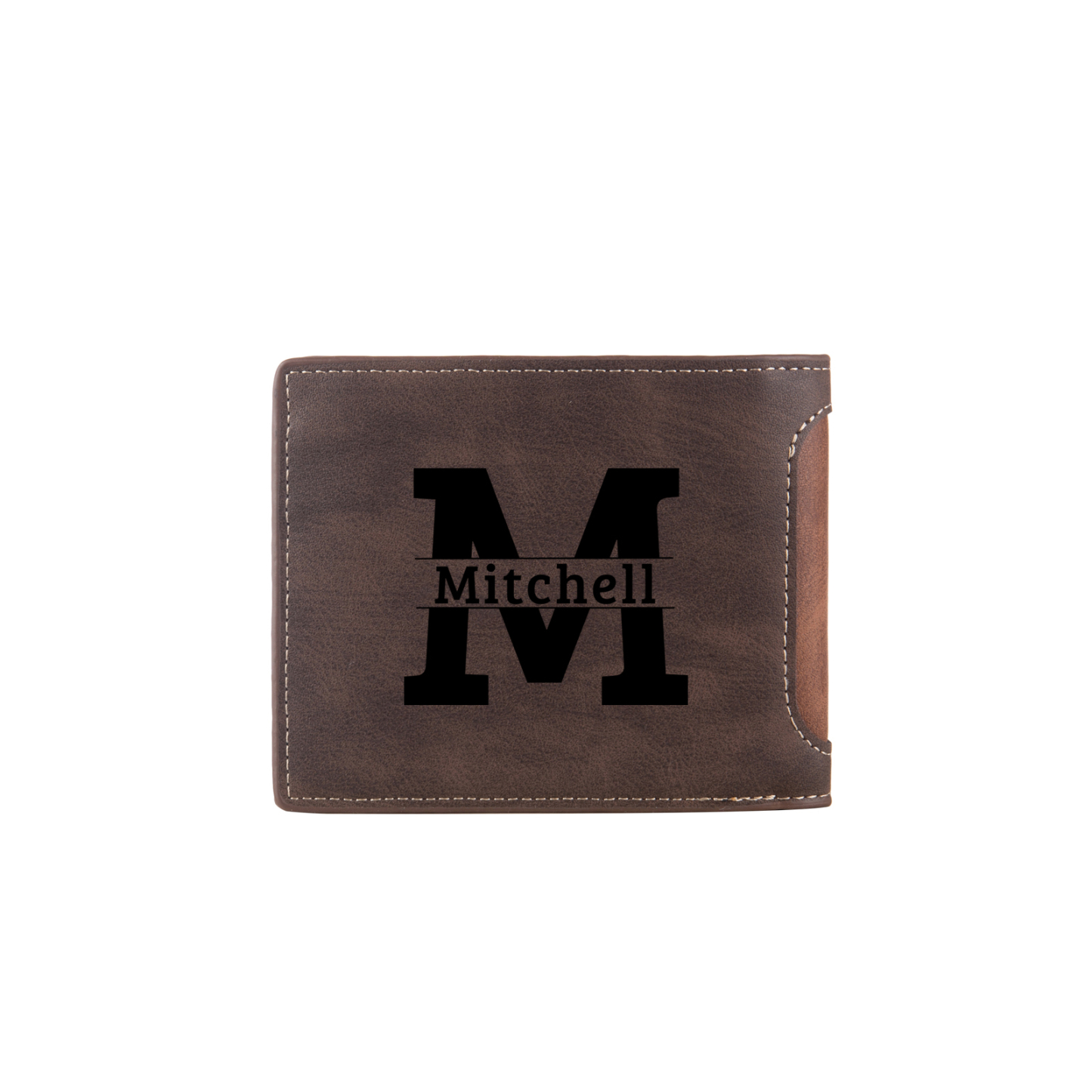 Personalised Leather Folding Wallet With Photo, Name and Letter, Gift For Dad