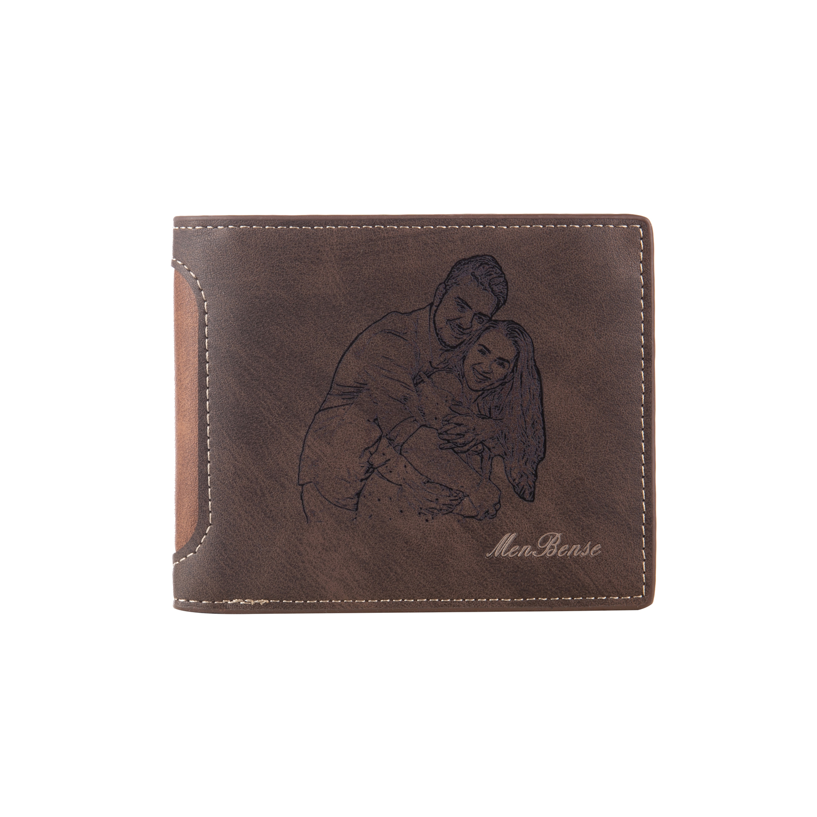 Personalised Leather Folding Wallet With Photo, Name and Letter, Gift For Dad