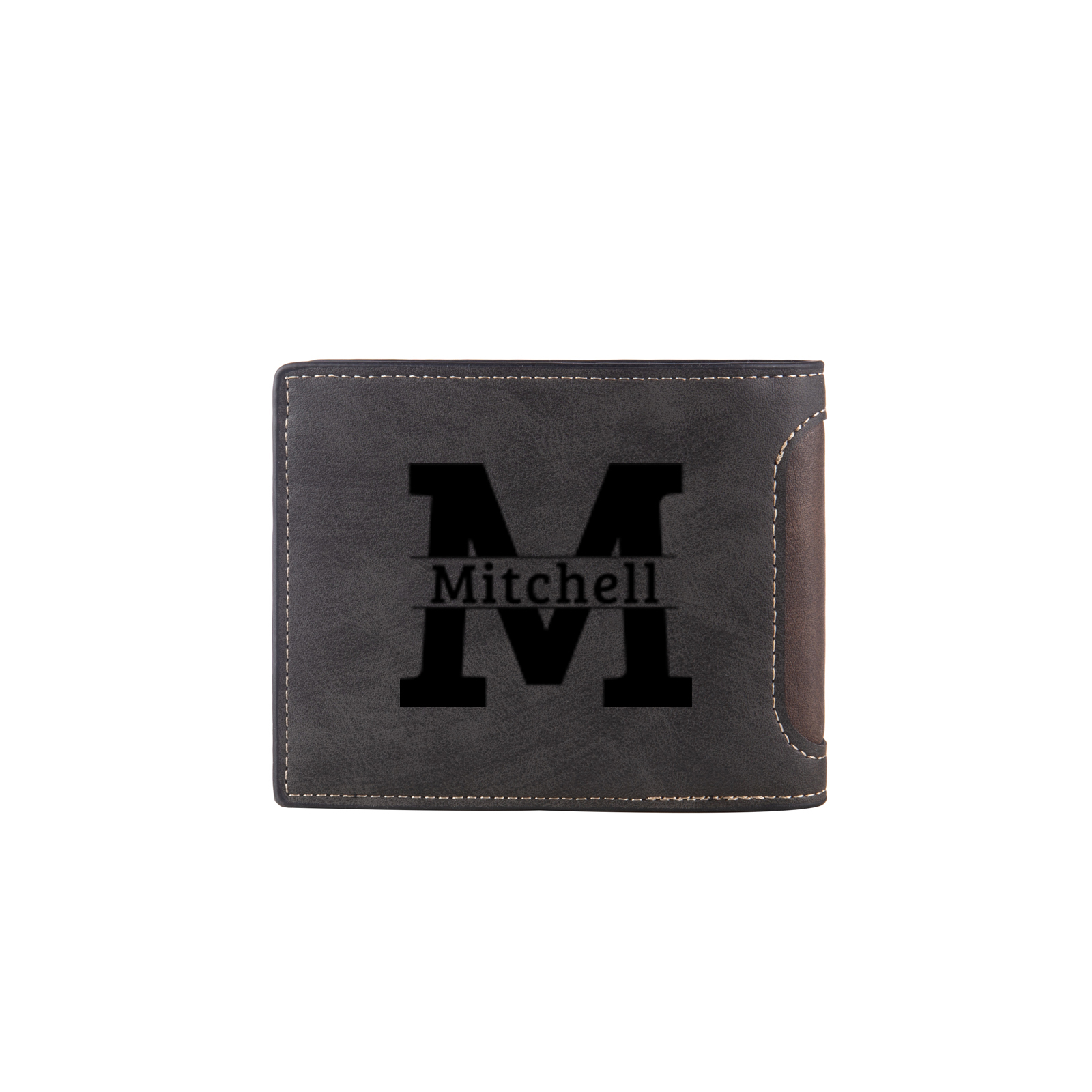 Personalised Leather Folding Wallet With Photo, Name and Letter, Gift For Dad