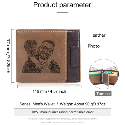 Personalised Custom Photo, Name and Letter Leather Men's wallet As a Father's Day Gift For Dad